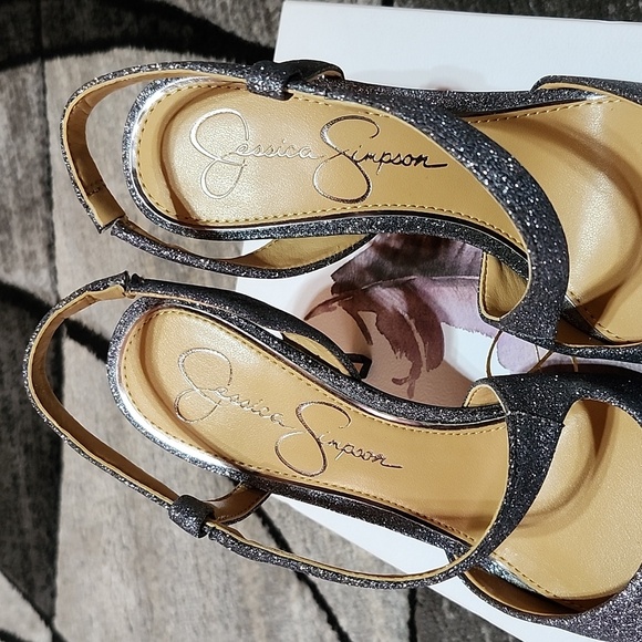 JESSICA SIMPSON PASELLE PEWTER MICRO FLASH METALLIC SILVER GLITTER PUMP STILETTO - Picture 4 of 14